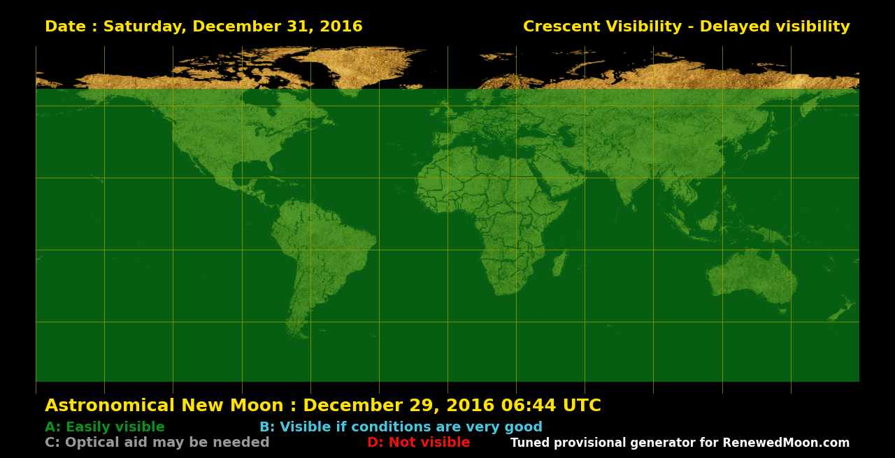 Visibility map for renewed moon confirmation date