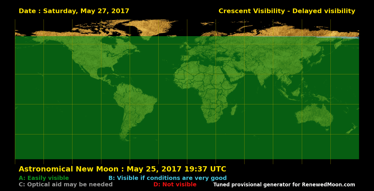 Visibility map for renewed moon confirmation date