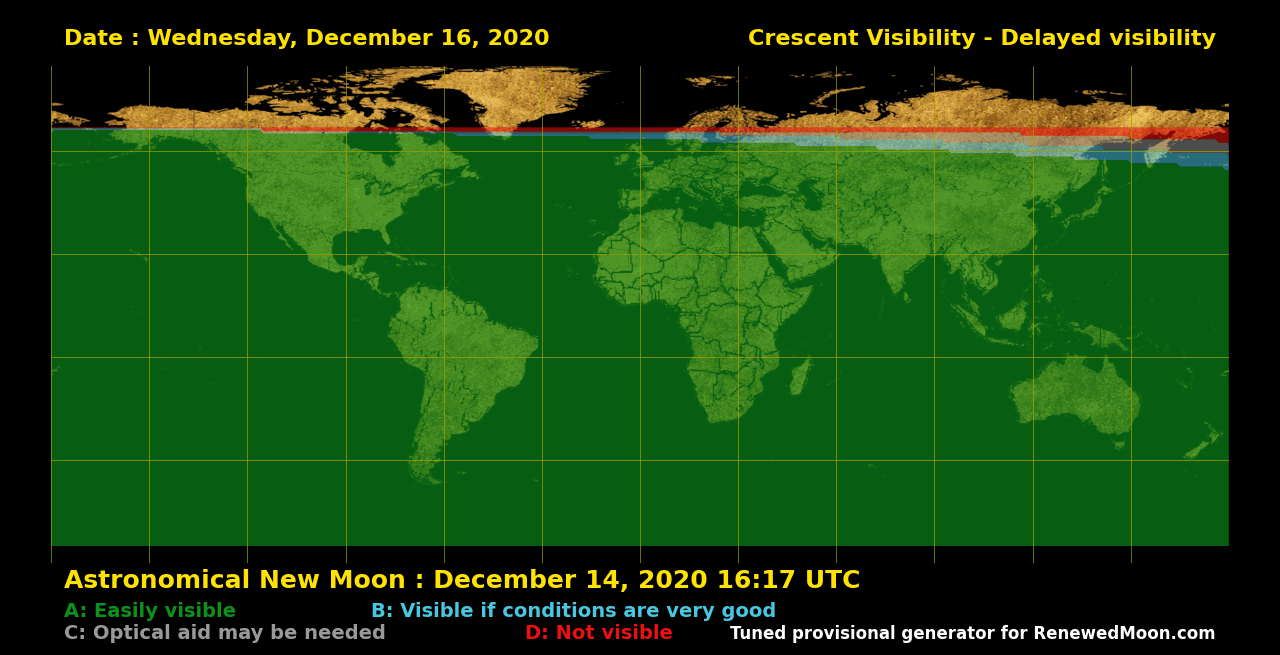 Visibility map for renewed moon confirmation date
