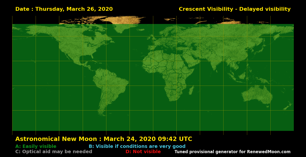 Visibility map for renewed moon confirmation date