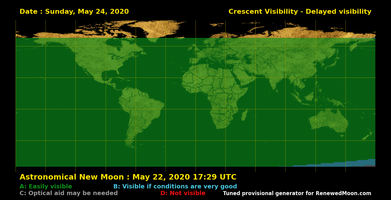 Visibility map for renewed moon confirmation date