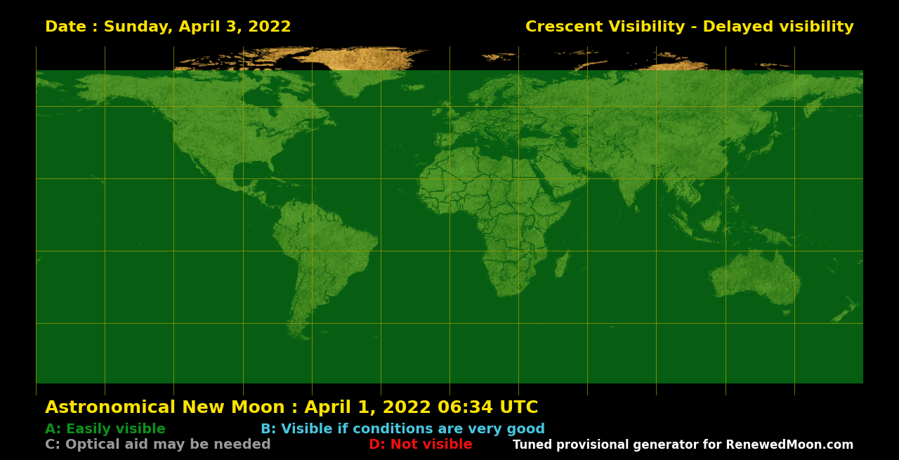 Visibility map for renewed moon confirmation date