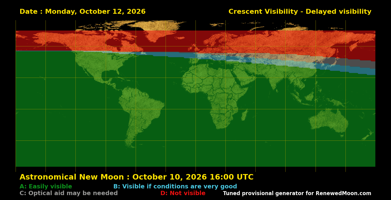 Visibility map for renewed moon confirmation date