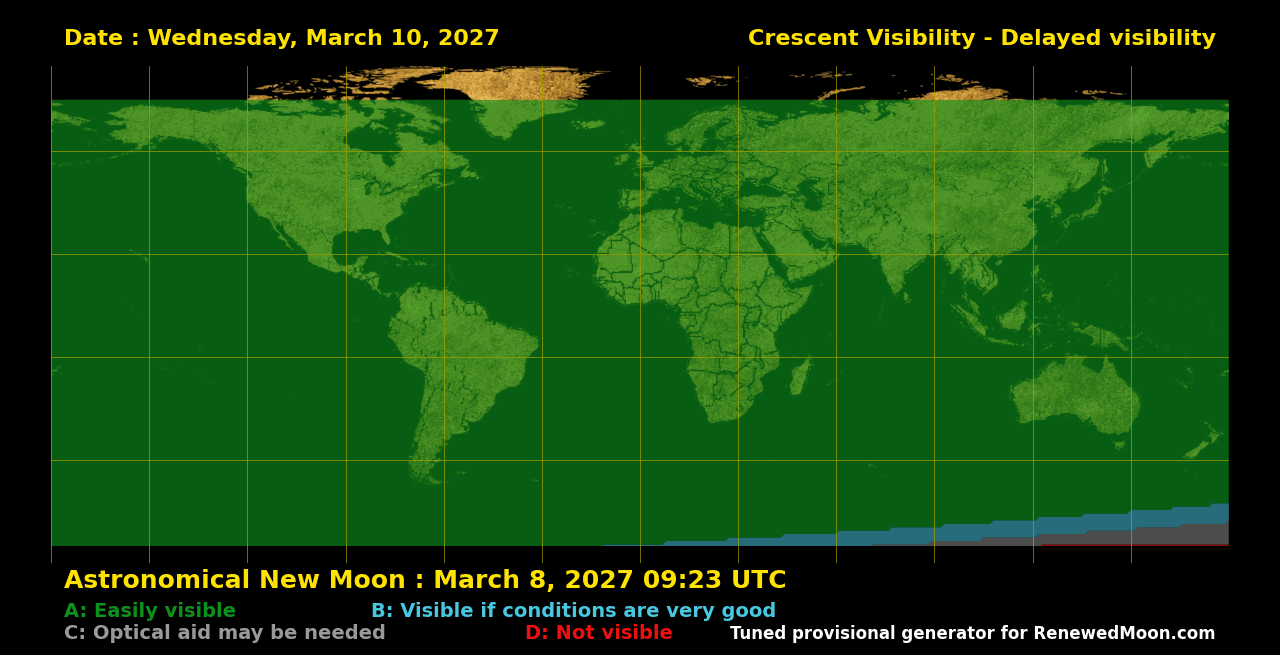 Visibility map for renewed moon confirmation date